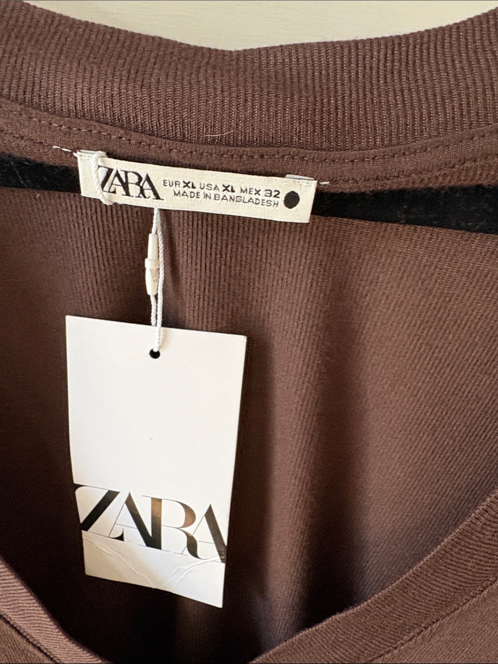 Zara Chocolate Brown V-Neck Short Sleeve Tee - Picture 2 of 5